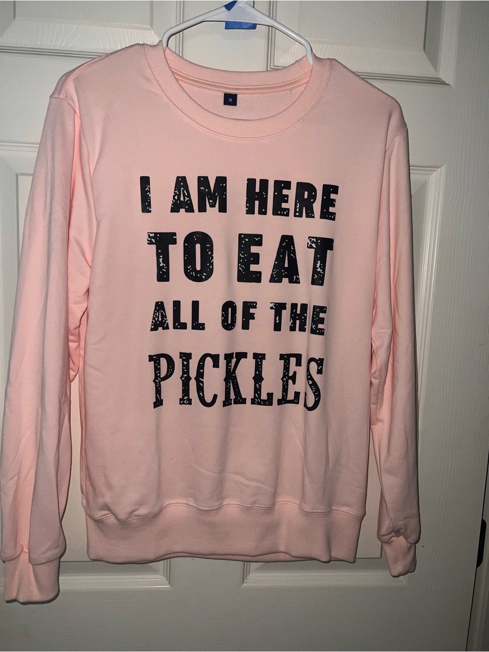 Pink Graphic Sweatshirt - "I Am Here To Eat All Of The Pickles"